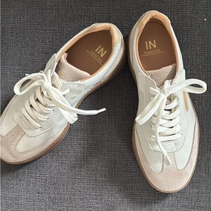 Stylish Cream and Tan Sneakers